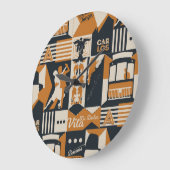 アルゼンチン:シームレスな民族イラストレーション。 ラージ壁時計 (傾斜)