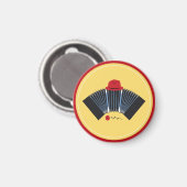 アルゼンチン·タンゴ·バンドネオン·フェドラとレッド·ローズ マグネット (正面/裏面)