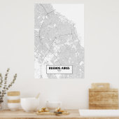 アルゼンチン，ブェノスアイレス（黒から白） ポスター (キッチン)