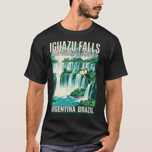 アルゼンチン ブラジル イグアス滝 ビンテージ旅行ポスター Tシャツ (正面)