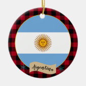 アルゼンチン、レッドバッファロー・プレイド&アルゼンチン国旗 セラミックオーナメント (正面)