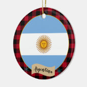 アルゼンチン、レッドバッファロー・プレイド&アルゼンチン国旗 セラミックオーナメント (左)