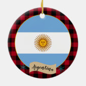 アルゼンチン、レッドバッファロー・プレイド&アルゼンチン国旗 セラミックオーナメント (裏面)