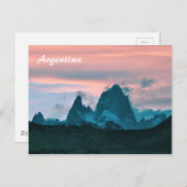 アルゼンチン：山フィッツ・ロイ、パタゴニア、夕暮れ ポストカード (正面/裏面)