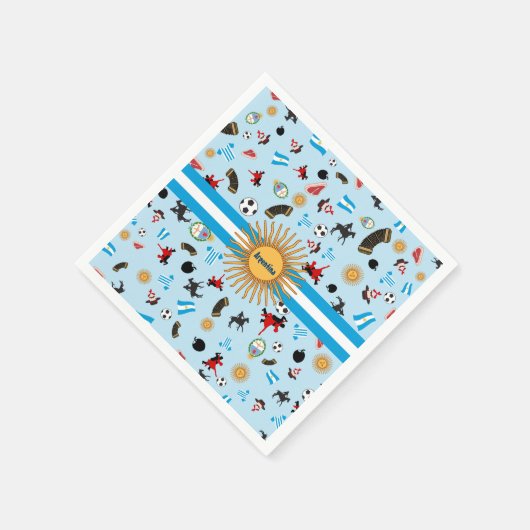 アルゼンチン – 有名なアイコンを持つ国旗 スタンダードカクテルナプキン (角)