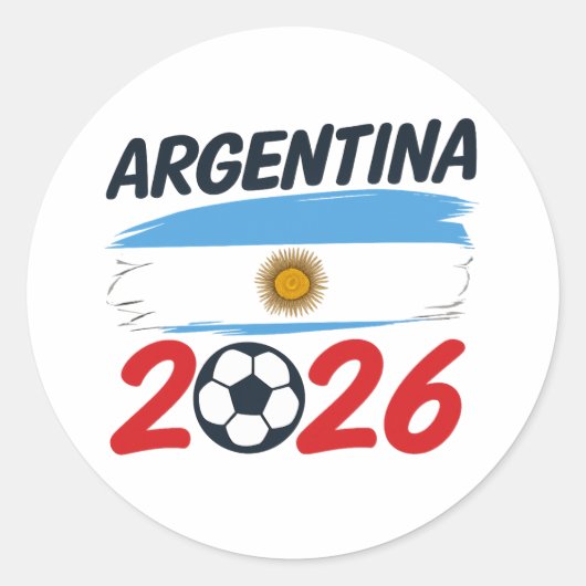 アルゼンチン 2026 サッカー ファン デザイン 国旗の色 ラウンドシール (正面)