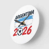 アルゼンチン 2026 サッカー ファン デザイン 国旗の色 ラウンド壁時計 (傾斜)