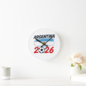 アルゼンチン 2026 サッカー ファン デザイン 国旗の色 ラウンド壁時計 (ホーム)