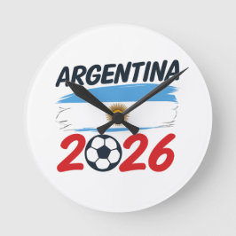 アルゼンチン 2026 サッカー ファン デザイン 国旗の色 ラウンド壁時計