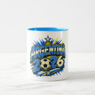 アルゼンチン 26 サッカー ファン ブルー ゴールド ツートーンマグカップ
