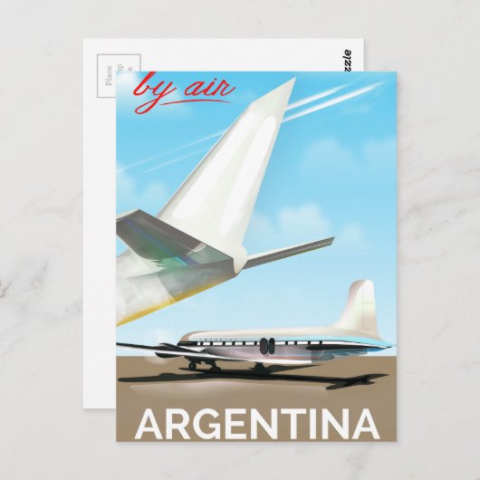 アルゼンチン「By Air」ヴィンテージ飛行用ポスター ポストカード (正面/裏面)