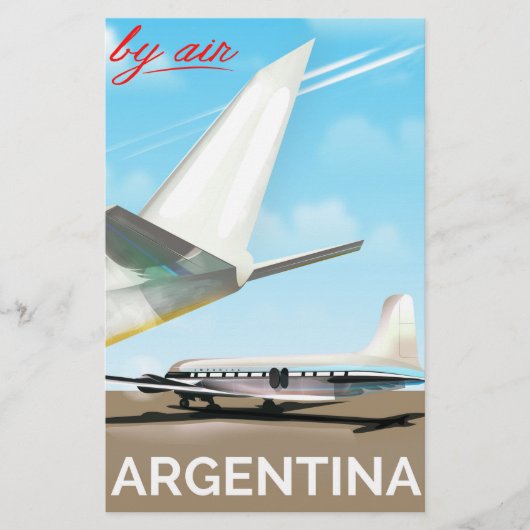アルゼンチン「By Air」ヴィンテージ飛行用ポスター 便箋 (正面)
