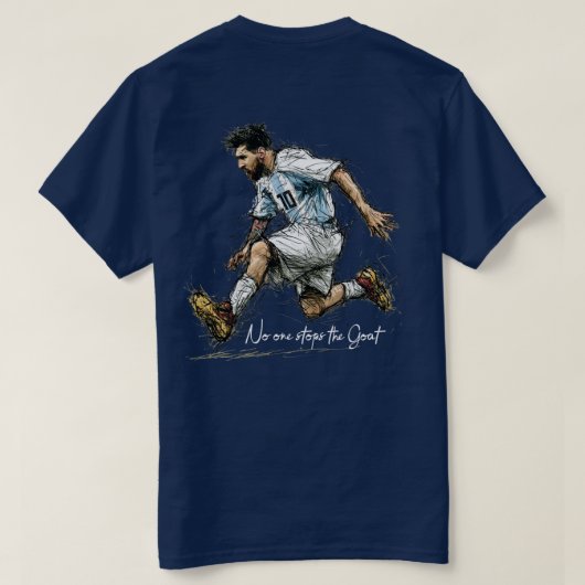 アルゼンチン GOAT 10 サッカー スケッチ Tシャツ (デザイン裏面)