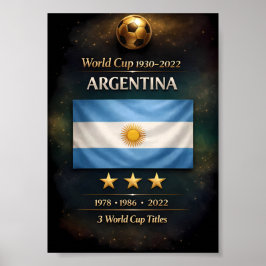 アルゼンチンW杯優勝 1978, 1986, 2022 ポスター