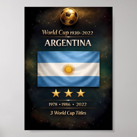 アルゼンチンW杯優勝 1978, 1986, 2022 ポスター (正面)