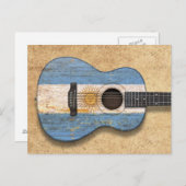 アルゼン擦り切れたチン国旗のアコースティック・ギター ポストカード (正面/裏面)