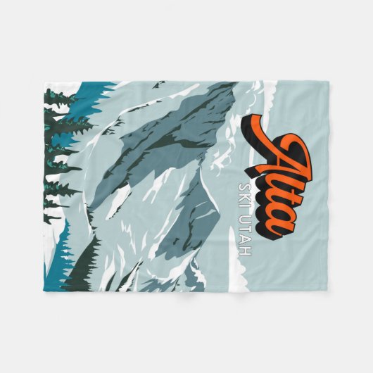 アルタスキーエリアウィンターユタヴィンテージ フリースブランケット (正面(横))