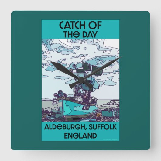 アルダーバーグサフォークビーチアート スクエア壁時計 (正面)