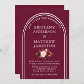 アルチモダンスタイリッシューのバ結婚ルグンディフローラ 招待状 (正面/裏面)