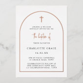 アルチモダンミニマル洗礼実在バラ金ゴールド 箔招待状 (正面)