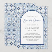 アルチ・アマルフィ タイル ブルー&グレー ブライダルシャワー 招待状 (正面/裏面)