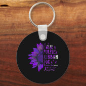 アルツハイマアウェア用ひまわりI衣服紫リボン キーホルダー (正面)