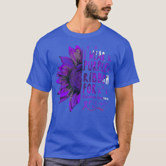 アルツハイマアウェア用ひまわりI衣服紫リボン Tシャツ
