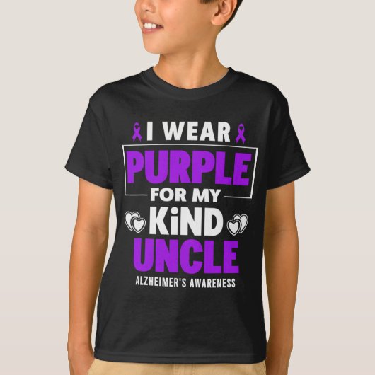 アルツハイマーおじさんのために紫を着よう 認知症啓発 Tシャツ (正面)