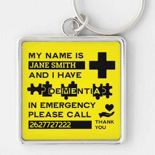 アルツハイマー型認知症アラート キーホルダー (正面)