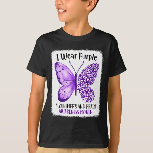 アルツハイマー病と脳の啓発月間に紫色を身に着ける Tシャツ (正面)