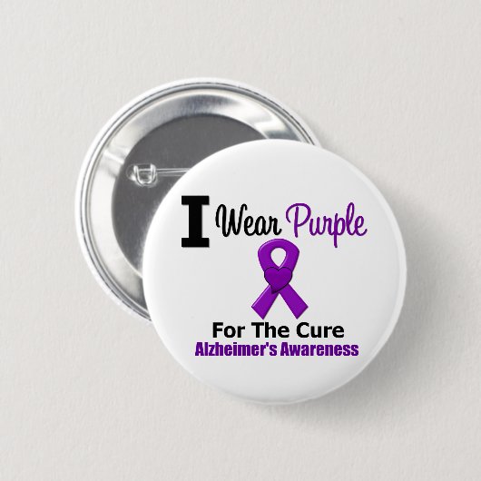 アルツハイマー病の治療のための紫のリボン 缶バッジ (正面&裏面)