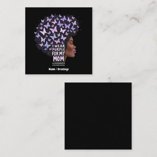 アルツハイマー病の認識度 – 私は衣服紫のために私の母 スクエア名刺 (正面/裏面)
