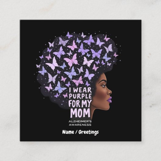 アルツハイマー病の認識度 – 私は衣服紫のために私の母 スクエア名刺 (正面)