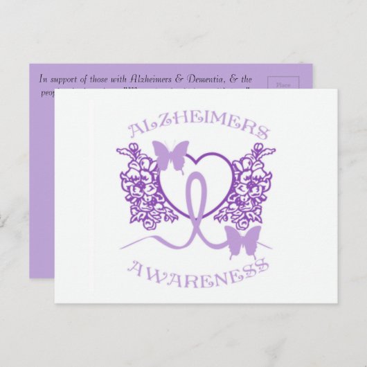 アルツハイマー病認知症 紫の蝶 ポストカード (正面/裏面)