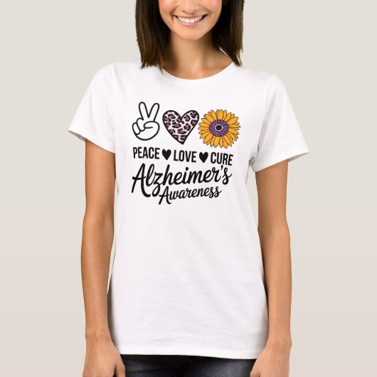 アルツハイマー認知症啓発 平和 愛 治癒 Tシャツ (正面)