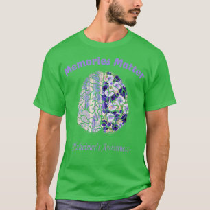 アルツハイマー認識度カラフル花脳 Tシャツ