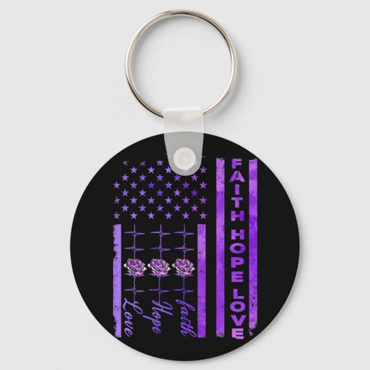 アルツハイマー認識度信仰希望ラブパープル キーホルダー (正面)