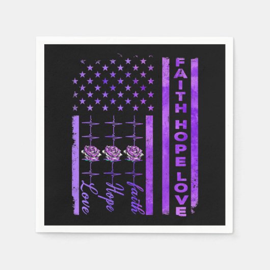 アルツハイマー認識度信仰希望ラブパープル スタンダードカクテルナプキン (正面)