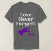 アルツハイマー認識度紫色のサポートラブネバーフォーク Tシャツ (デザイン正面)