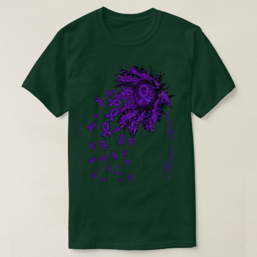 アルツハイマー認識度認識度ひまわりリボンfl tシャツ (デザイン正面)