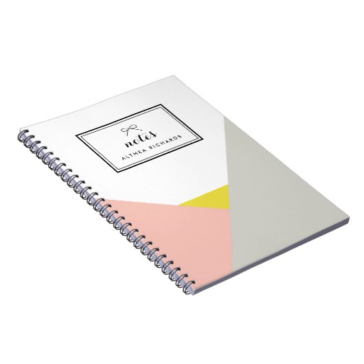 アルテアピンク&グレーノートブパーソナライズされたック ノートブック (右側)