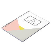 アルテアピンク&グレーノートブパーソナライズされたック ノートブック (左側)