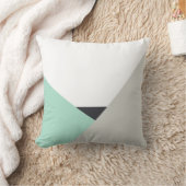 アルテアミント&グレー抽象芸術カラーブロックピロー クッション (ブランケット)