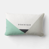 アルテアミント&グレー抽象芸術パーソナライズされた枕 ランバークッション (裏面)