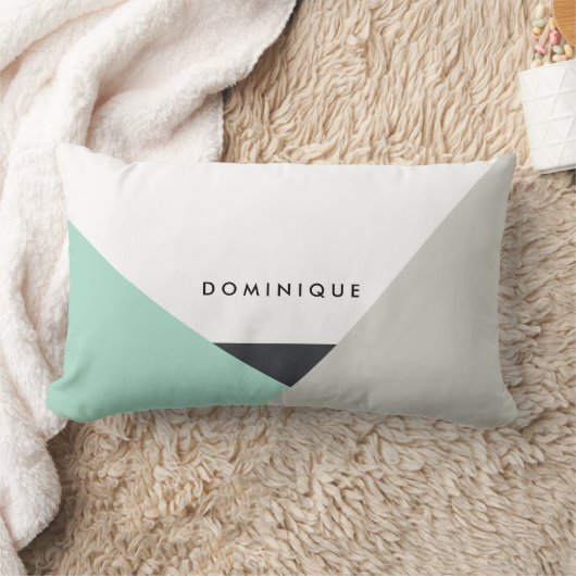 アルテアミント&グレー抽象芸術パーソナライズされた枕 ランバークッション (ブランケット)