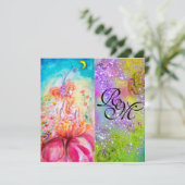 アルテア/フラワーフェアリー、緑の紫色のスパークルズモノグラム 招待状 (スタンド正面)