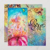 アルテア , モノグラム ピンク 青 黄 緑 輝き 招待状 (正面/裏面)