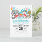 アルティックアドベンチャーコールパーティー動物誕生日 招待状 (スタンド正面)
