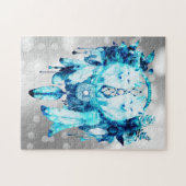 アルティックキツネドリームキャッチャーアイスブルーフローラ ジグソーパズル (横)