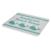 アルティックティール(緑がかった色)ブルークジラ&ウェーブブルー&ウェーブブルー&ホワイト沿岸 カッティングボード (角)